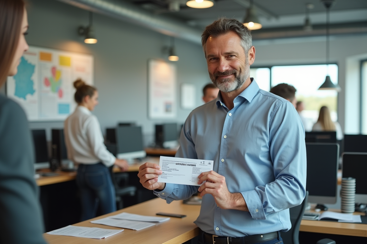 Homme confiant remettant son permis dans une auto école
