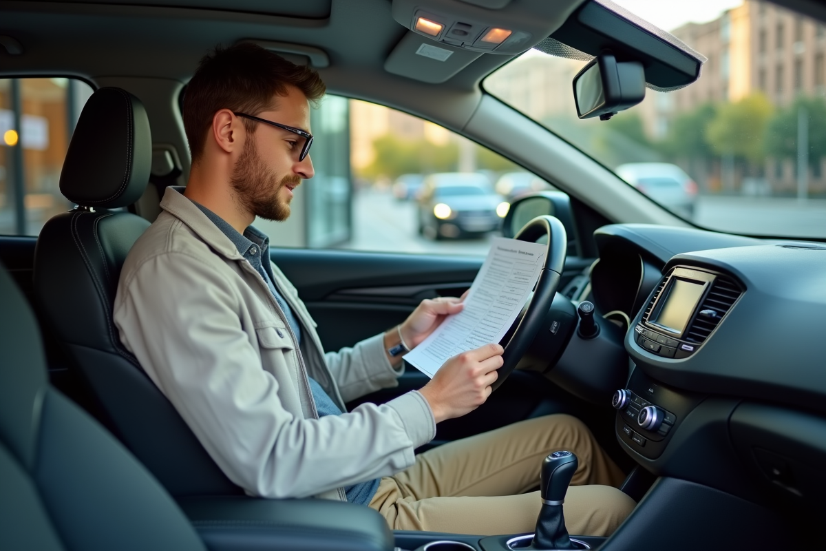 Jeune homme étudiant un formulaire d