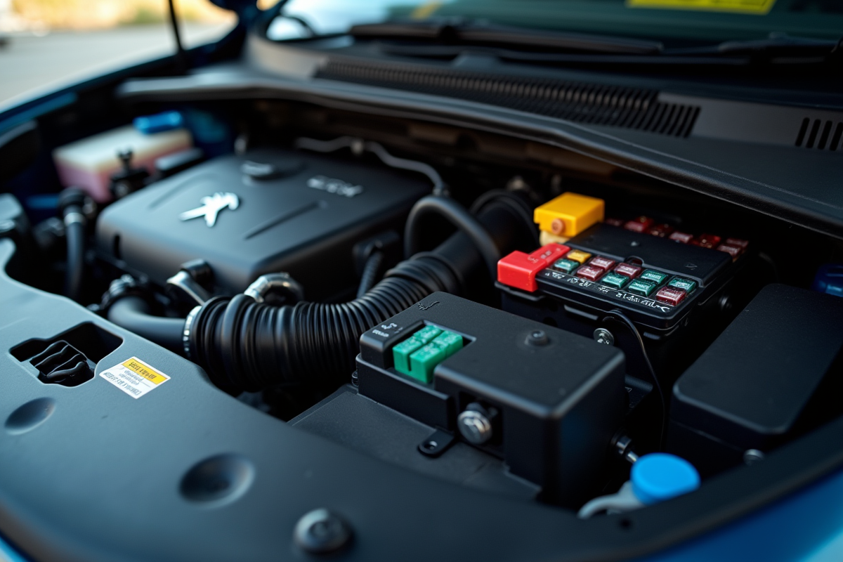 Compartiment moteur Peugeot 1,6 HDi avec boîte à fusibles