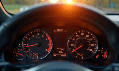 Tableau de bord de voiture en plein jour avec compteur